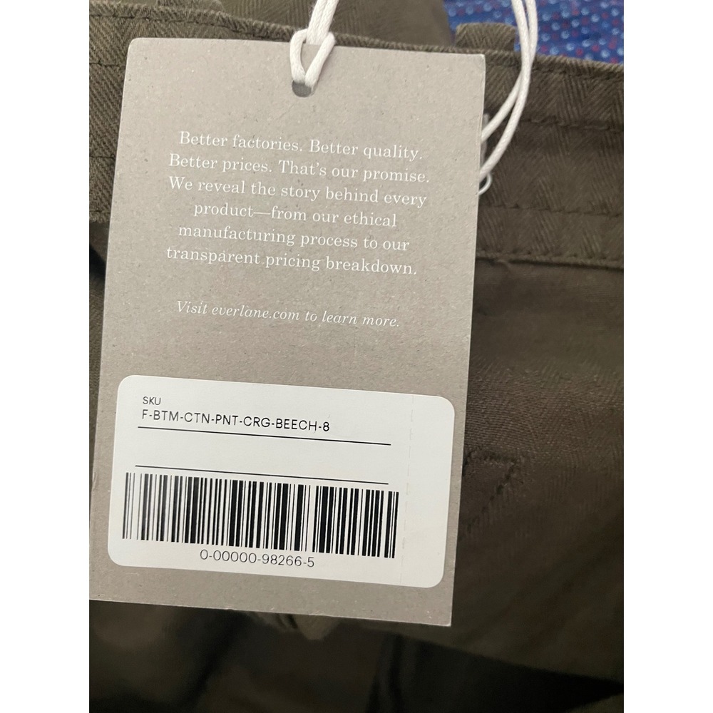 Everlane Organic Cotton Fatigue Pants Herringbone Utility Olive Green Size 8 - Picture 9 of 15
